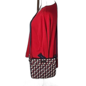 Tommy Hilfiger Crossbody Bag Red Beige Navy Top Zip